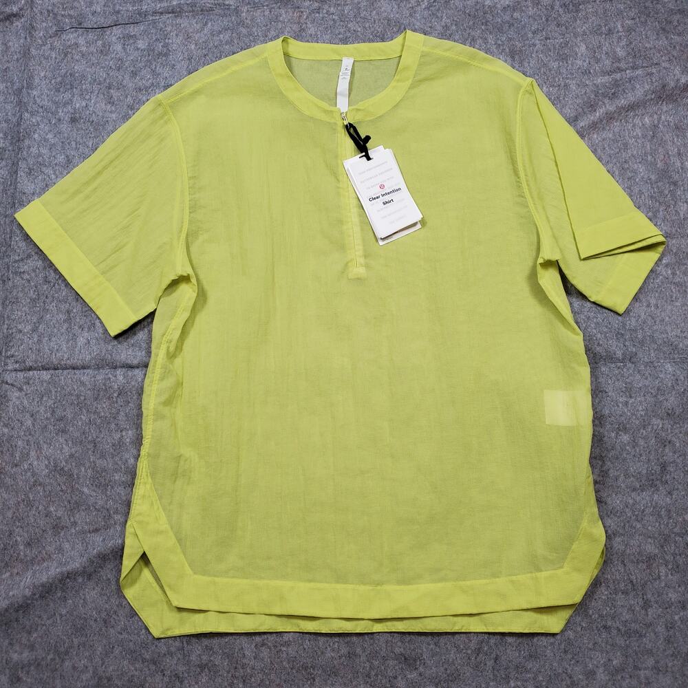 Lululemon‎ Clear Intention Shirt Womens Size 10 Lemon Vibe Mesh Breathable NEW